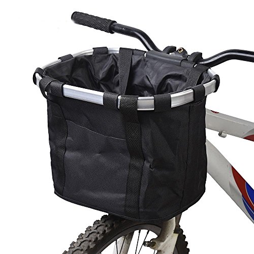 Bicycle Basket Bicycle Aluminum Alloy Frame Pet Carrier Bike Detachable Cycle Front Carrier Bag Pet Carrier (Black)