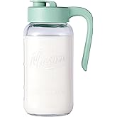 Spreccio Mason Jar Pitcher - Airtight & Leakproof Glass Pitcher with Lid, Perfect for Breastmilk, Cold Brew, and Sun Tea, 2 Quart (64 oz) Mason Jar with Pour Spout Lid