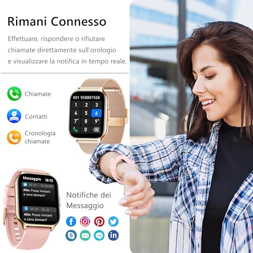 ZOSKVEE Men's Women's Smartwatch, Make / Answer Calls, 2.0 Inches Fitness Watch, 100+ Sport Modes, SpO2 Monitoring/Sleep/Blood Pressure/Heart Rate, Compatible iOS/Android
