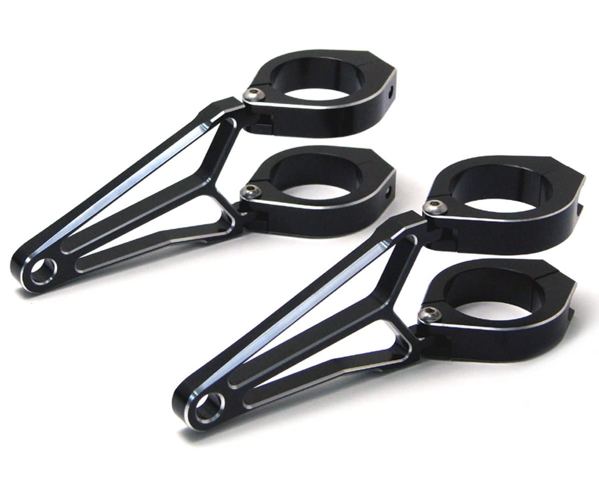 Alchemy Parts Fork Mounted Motorbike Headlight Brackets 40mm - 41mm Razor Style CNC Machined Billet Aluminium - PAIR