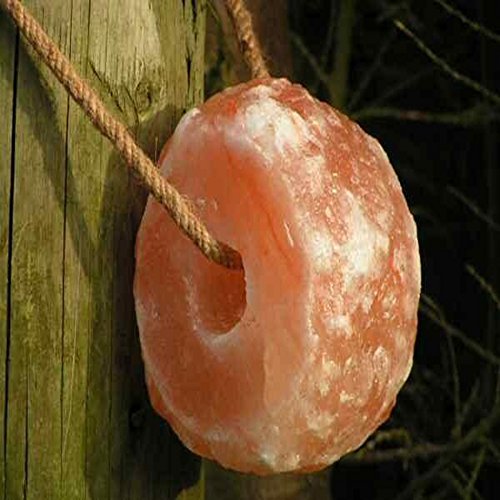 HIJINA Animal Licking Himalayan Pink Salt Lick-100% Natural Pure Salt Block on Rope for Horses, Deer, Goats, Cattle,Rabbits, Long Lasting, 4-6 Lbs