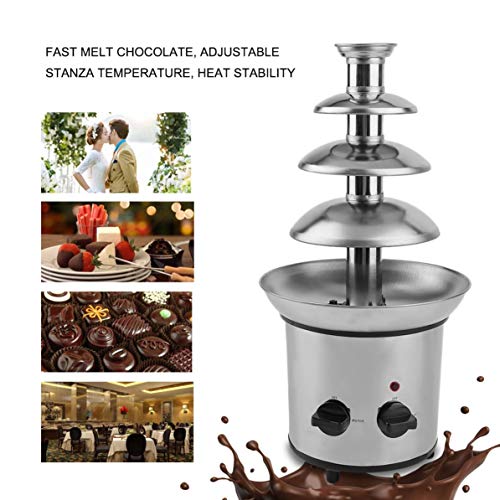 4 Tiers Commercial Stainless Steel Event Wedding Children Birthday Home Chocolate Fondue Waterfall Fountain Machine US Plug