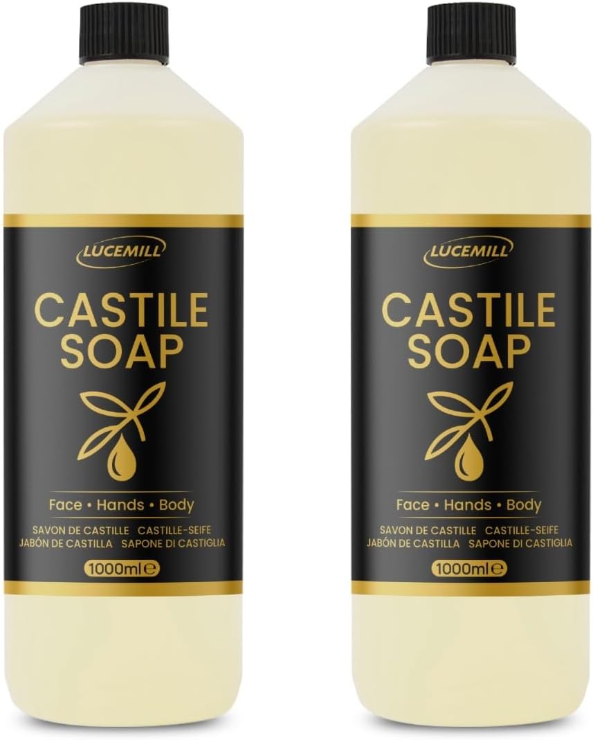 Lucemill Organic Castile Liquid Soap Base 2x1L Unscented Gentle Multi-Purpose