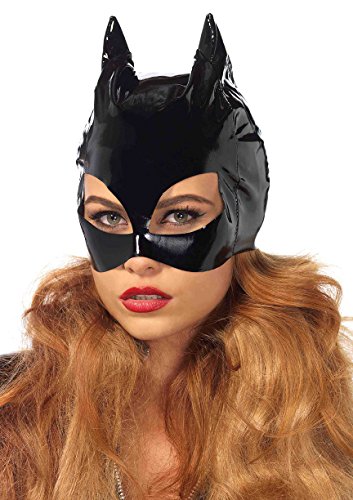 Leg Avenue Women's Vinyl Cat Woman Mask Costume Accessory, Black, One Size