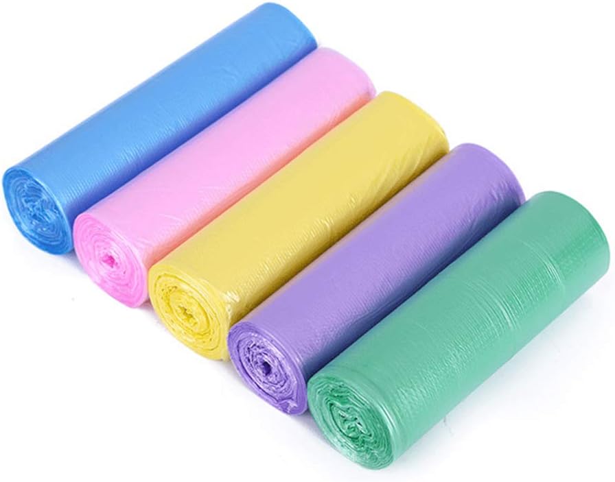 100 Count Small Trash Bags - 4 Gallon Trash Bag, Garbage Bags for Office Bedroom Bathroom Trash Bags, for Trash Can Liners, Colored, 5 Rolls