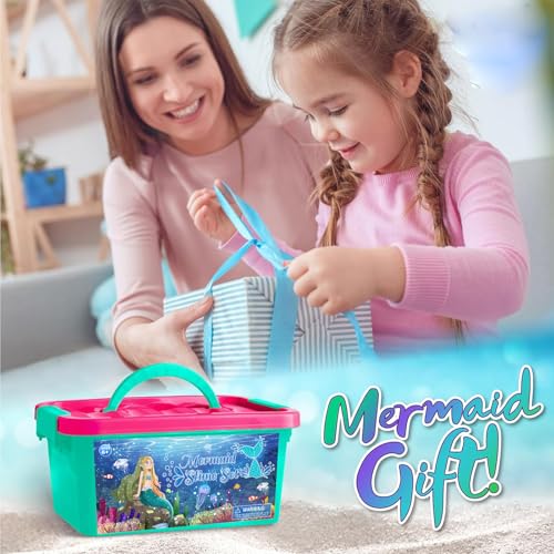 Beauenty Mermaid Slime Kit，Diy Slime Making kit for Kids,Mermaid Toys for Girls，Amazing Slimes to Make Butter Cloud & Foam Slimes,Fun Christmas New Year Birthday Gifts for Kids (style 1)