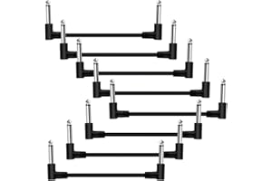 Yueyinpu Pack of 8 Guitar Patch Cable for Effect Pedal Board 1/4" Right Angle TS Mono Cords (6 Inch-8 Pack)