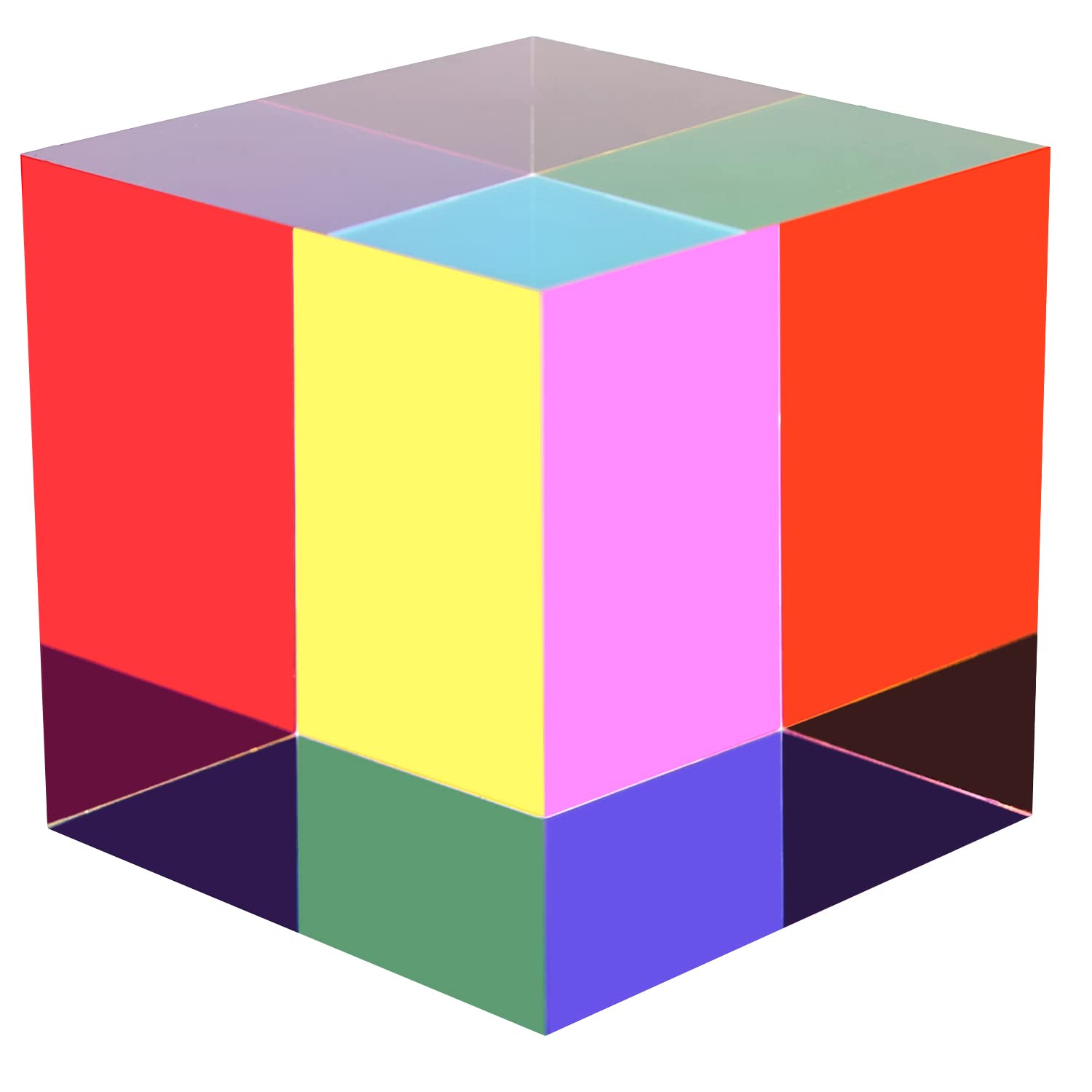 Photo 1 of CMYCUBE CMY Colorful Cube, 3.15 inch (80mm) Acrylic Mixing Color Cube Prism for Physics Education Learning and Office Desktop Decor, Scientific Toys and Gifts for Kids