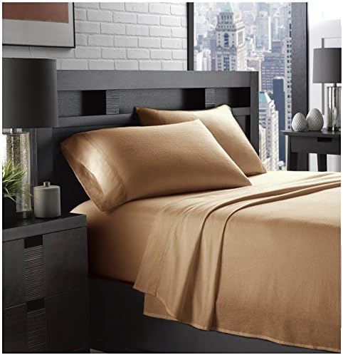 Ella Jayne Home Braun Collection 100% Cotton Soft Flannel Queen Sized Bed Sheet Set, Camel
