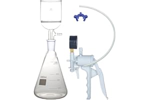 Deschem 1000ml Suction Filtration Kit 250ml Pore Buchner Funnel 1L Erlenmeyer Flask with Handle Vacuum Pump