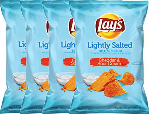 NEW Lay's Lightly Salted Cheddar & Sour Cream Flavored Potato Chips - 7.75oz (4)