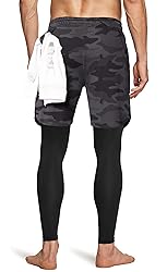 Aolesy Men's 2 in 1 Running Pants, Gym Workout