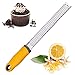 Zulay Kitchen Cheese Grater & Zester - Stainless Steel Lemon Zester Tool - Zester for Kitchen - Cheese Grater Handheld - Chocolate, Coconut, Nutmeg, Ginger, Lemon Zester - Citrus Zester (Yellow)