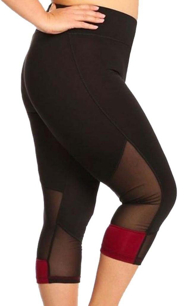 APPLELETICS Women�s Plus Size Mesh Panel Workout Yoga