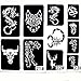 Xmasir 3 Sheet 22Pcs Cool Drawing Glitter Tattoo Stencil for Men, Wolf Dragon Tiger Skull Animal Airbrush Stencils & Templates