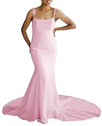 Scoop Neck Satin Wedding Gowns Long Mermaid Fitted