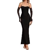 Elegant Off Shoulder Bodycon Maxi Dress Long Sleeve Mesh Formal Dress for Women Wedding Guest Party Club Evening Gowns