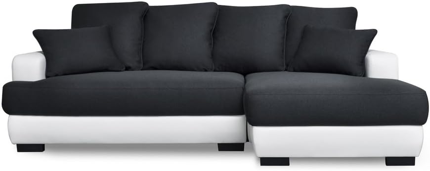 Canape Lit Canape D Angle Convertible Noir Blanc 233 X 147 X 83 Cm