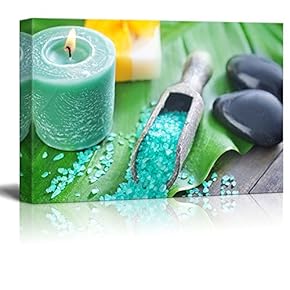Relaxing Spa Salts with Burning Candle and Zen...