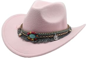 SUWIAKLALL Fashionable Children Wool Hollow Western Cowboy Hat for Kids Cowboy Hat with Tassel Belt Polyester Cowgirl
