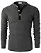H2H Men's Long-Sleeve Button Henley Shirt Charcoal US S/Asia M (CMTTL045)