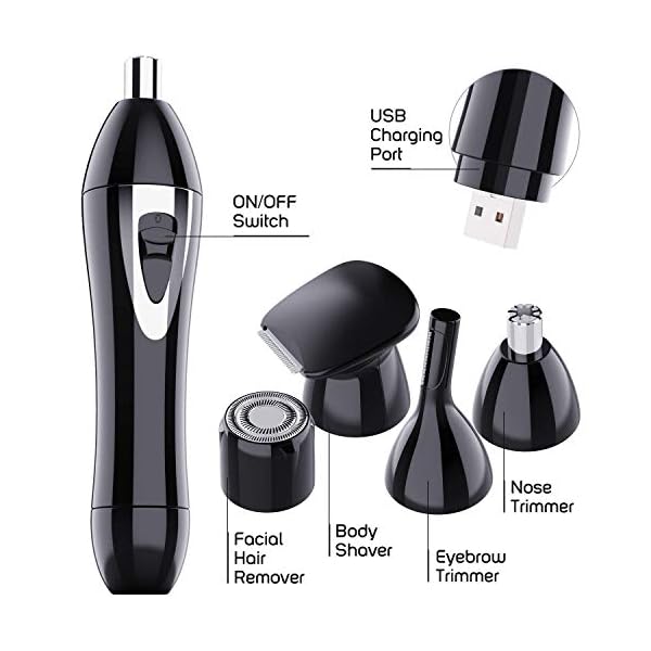Nose And Ear Hair Trimmer For Men Women 4 In 1 Electric Facial