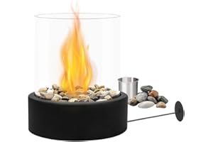 FANGJI Table Top Firepit- Portable Indoor fire Pit Tabletop Smores,(100-120mins Burn) Ethanol Smokeless Table Top Fire Pit Fireplace for Indoor & Garden - Gifts for Halloween Women Housewarming Decor