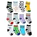 ShoppeWatch 12 Pairs Baby Toddler Socks with Grips Anti-Slip Non-Skid Bottoms For Kids Infant Babies Boys 2T and 3T Walkers BBSK41B