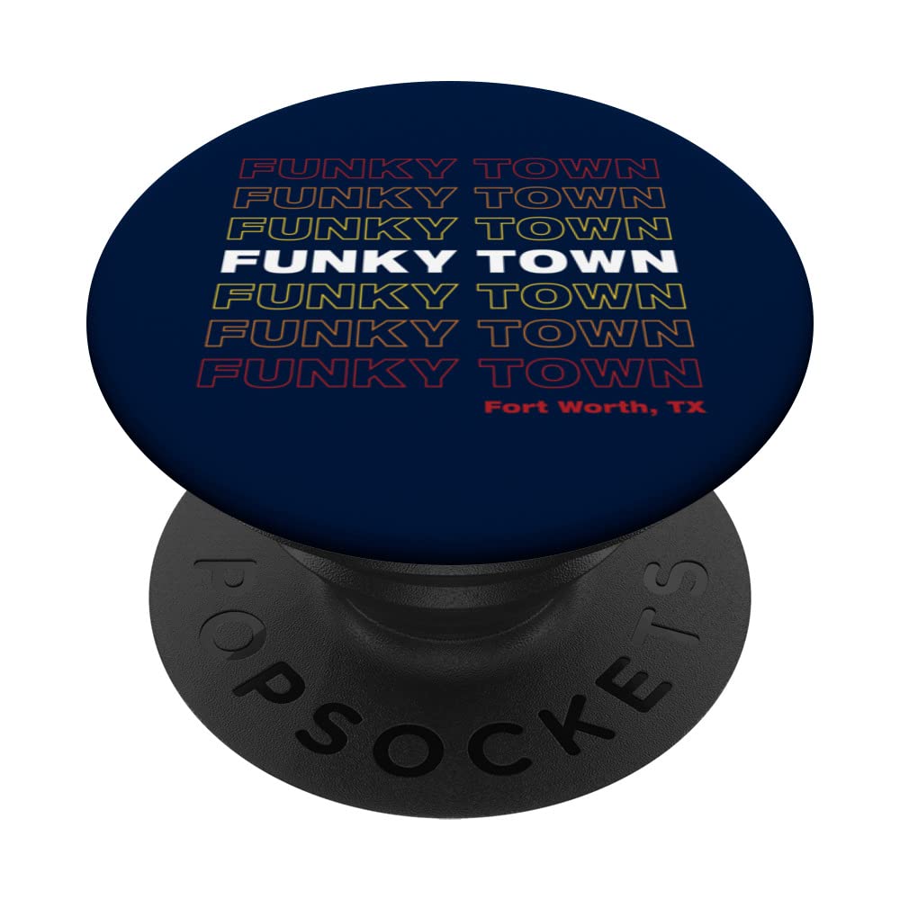 FUNKY TOWN Fort Worth TX Repeating Design In Rainbow Colors PopSockets Swappable PopGrip