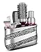 Silver Mosaic Bathroom Counter Vanity Organizer, Countertop Cosmetic Makeup Holder Hair Brush Caddy Hair Accessories Storage, 3-Compartments Decorative Bath Organization (Silver Gray)