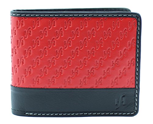 StarHide Designer RFID Wallet For Men | Made From Real Leather and Superior RFID Blocking Materials For Complete Credit Card Protection | Red Black 1170