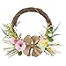 Pink Spring Daisy Wreath With Burlap Bow, Pink