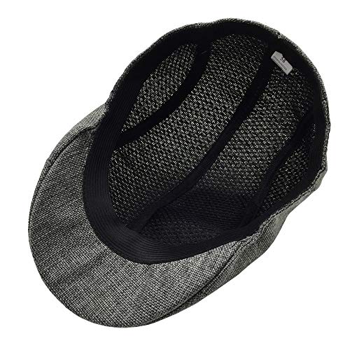 Bravetoshop Men Summer Visor Hat Sunhat Mesh Running Sport Casual Breathable Beret Flat Cap(Black,Free Size) - Thumbnail 3