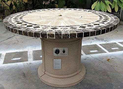 Gas Fireplace Fire Pit Outdoor, Marble Mosaic Inlay 48" Table, Patio