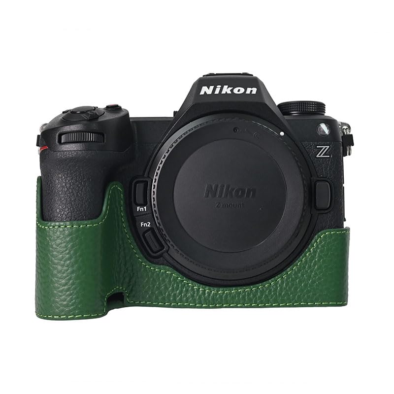 MUZIRI KINOKOO Case for Nikon Z6 III Camera - Retro Style Genuine Leather Half Protective Case for Nikon Z 6III/Z6 III Camera - with Opening Bottom and Hand Grip Design - Green