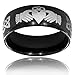 Men's Black Plated 8 mm Stainless Steel High Polished Comfort Fit Claddagh Ring - Sizes 7-13