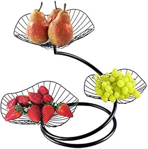 KSWD 3 Niveles Metal Canasta de Frutas Forma de Hoja de Loto Encimera