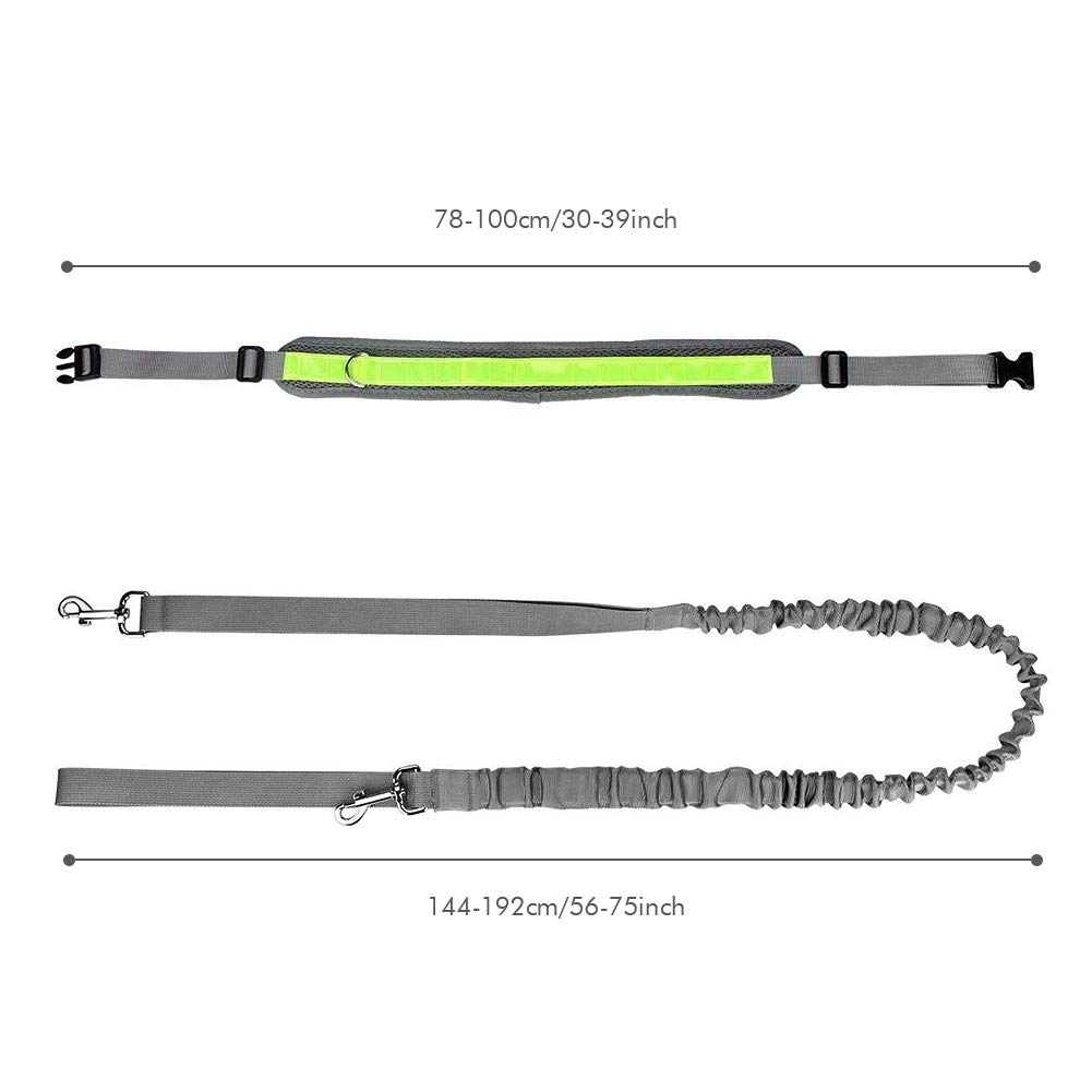Hands Free Dog Leash Retractable Dog Leash for 331Lb Pull+ Adjustable Belt+ 2 Sundries Pocket 4 In 1 Dog Running Leash Hands Free Waterproof Reflective Stitches for Training/Running/Walking/Hiking