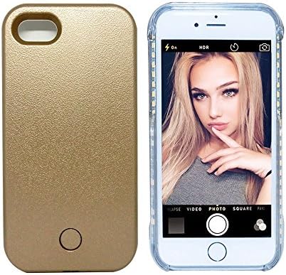 iPhone 7 Illuminated Case,Cutelook New LED Light Up Luminous (Dimmable) Cell Phone Case by Readgo,Great for Selfies Facetime Rechargeable Flashlight (Gold)