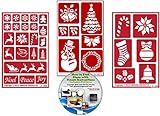Christmas Stencil (3) Pack, Over N Over Reusable + How to Etch CD