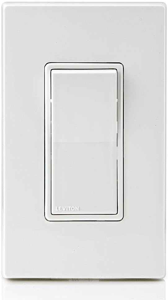 Leviton 5601-2W 15 Amp, 120/277 Volt, Decora Rocker Single-Pole AC Quiet Switch, Residential Grade, Grounding, White - Wall Light Switches - 