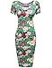 Hotouch Women Floral Bodycon Dress Short Sleeve Party Mini Cocktail Stretchy Pencil Dress Green S