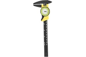 PISSENTE 6 Inch Vernier Dial Caliper, 0-150mm Plastic Dial Caliper Vernier Caliper DIY Tools 0.1mm Read Value Imperial Standard(Yellow (English))