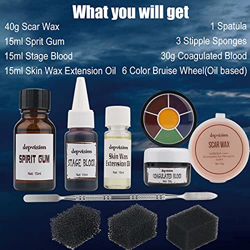 Depvision SFX Makeup Kit Scar Wax with Spatula, Spirit Gum,Skin Wax