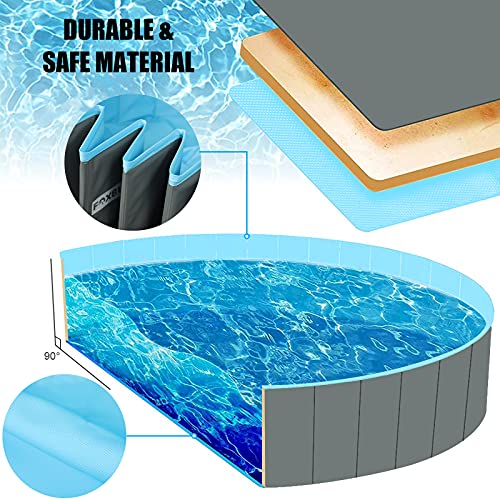 Foldable Dog Pool Portable Hard Plastic Kiddie Pool with Pool Cover