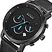 Classic Men's Chronograph Watch Casual Fashion Black Leather Strap Quartz Wrist Watch with Blue Pointer - BAOGELA