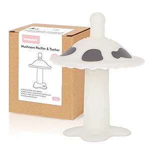 Baby Teething Toys - Mushroom Teether & Pacifiers - Food Grade Silicone BPA Free - Soft to Chew and Easy to Hold - Effectively Soothes Babies During Teething (Cows)