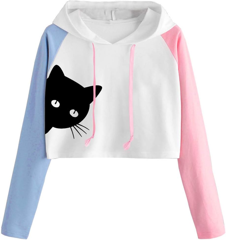 Women Sweatshirt Girl Plus Size Patchwork Long Sleeve Jumper Pullover Tops