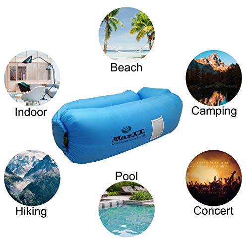 MaxIT Inflatable Lounger Hammock Air Sofa Water Proof Easy to Inflate & Puncture Resistant w/Metal Securing Stake, Perfect for Outdoors, Camping, Beach, Park or Pool - Pink - Thumbnail 3