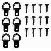 CAVO 6 PCS 1/4" Steel D-Ring Tie Down Anchors with Screws, 2400 lbs Heavy Duty Lashing Rings for Trailer Pickup Van ATV SUV RV Boat Motorcycle, Cargo Surface Mount Hooks, Trucks Bed Anchors, Black